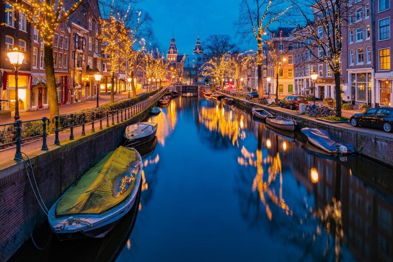 Amsterdam, Netherlands during Christmastime